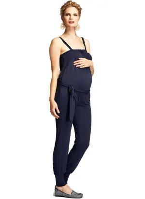 Bangkok Jersey Maternity Jumpsuit - Blue