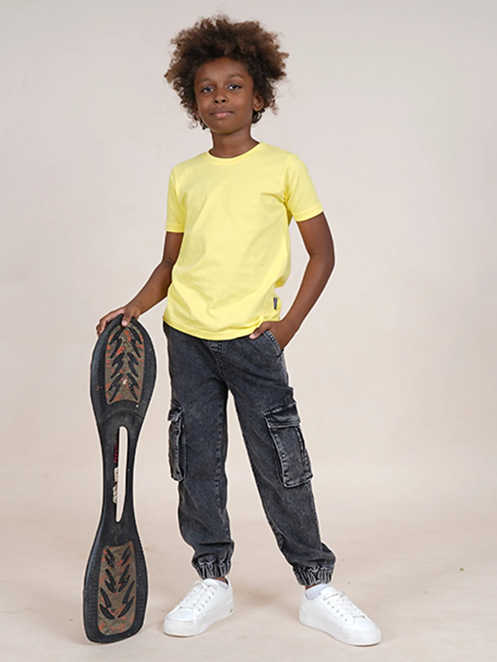 Boys Full Length Denim Jogger With Cargo Pocket