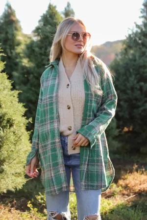 Cuddle Club Green Plaid Shacket