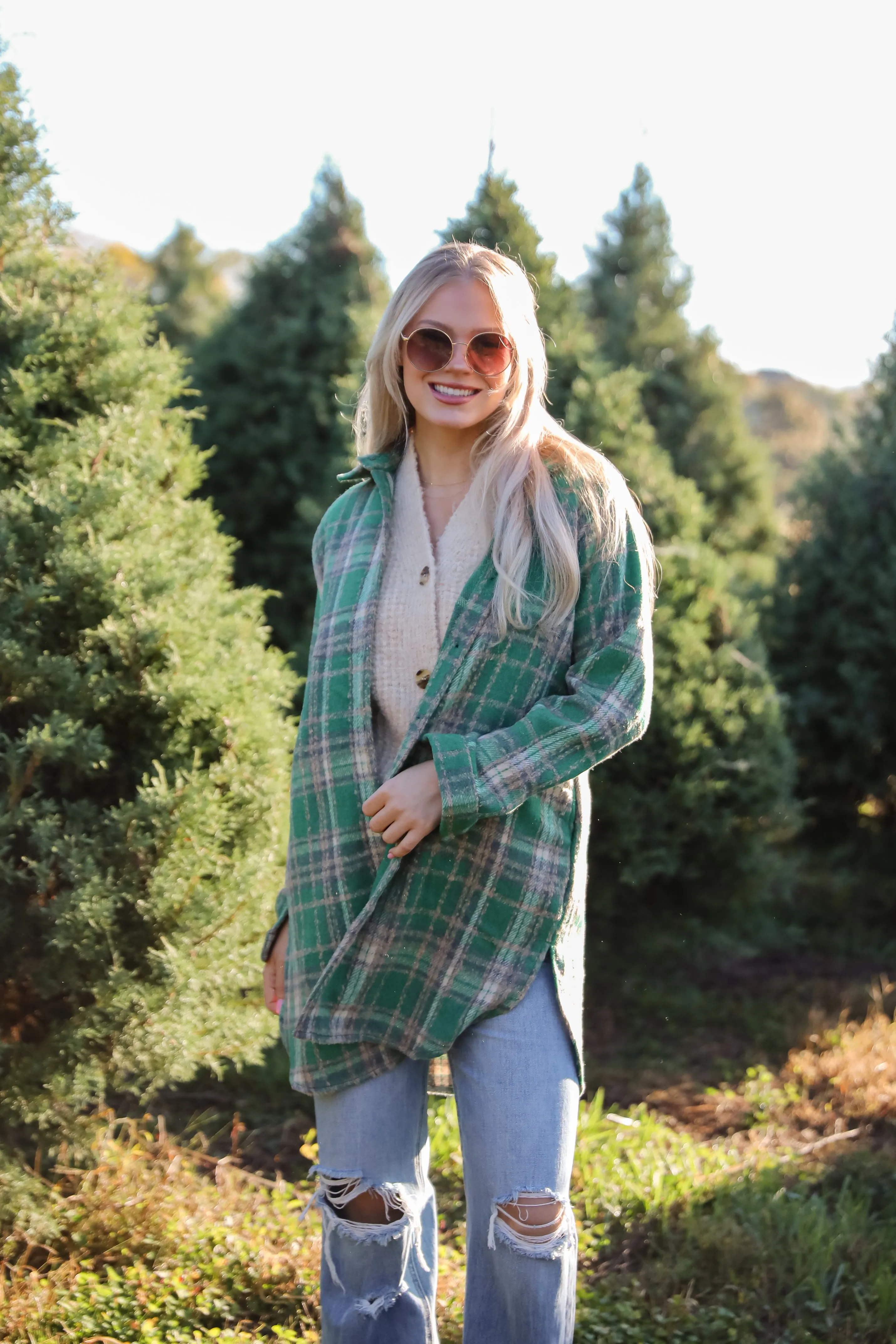 Cuddle Club Green Plaid Shacket