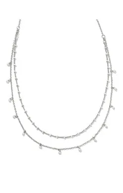 Eve Multi Strand Necklace in Silver White Mix