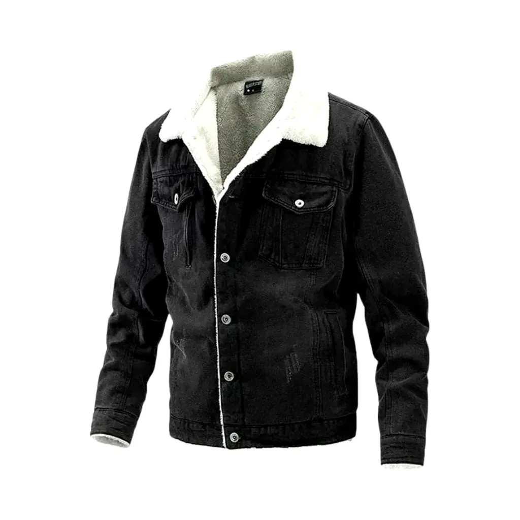 Faded wash regular fit men's denim jacket