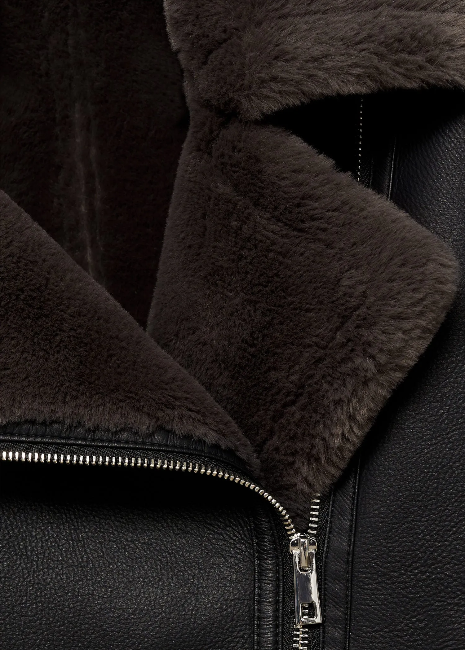 Faux shearling-lined jacket - Black