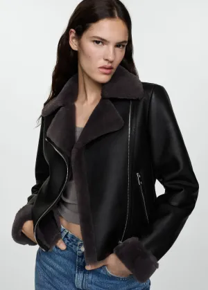 Faux shearling-lined jacket - Black