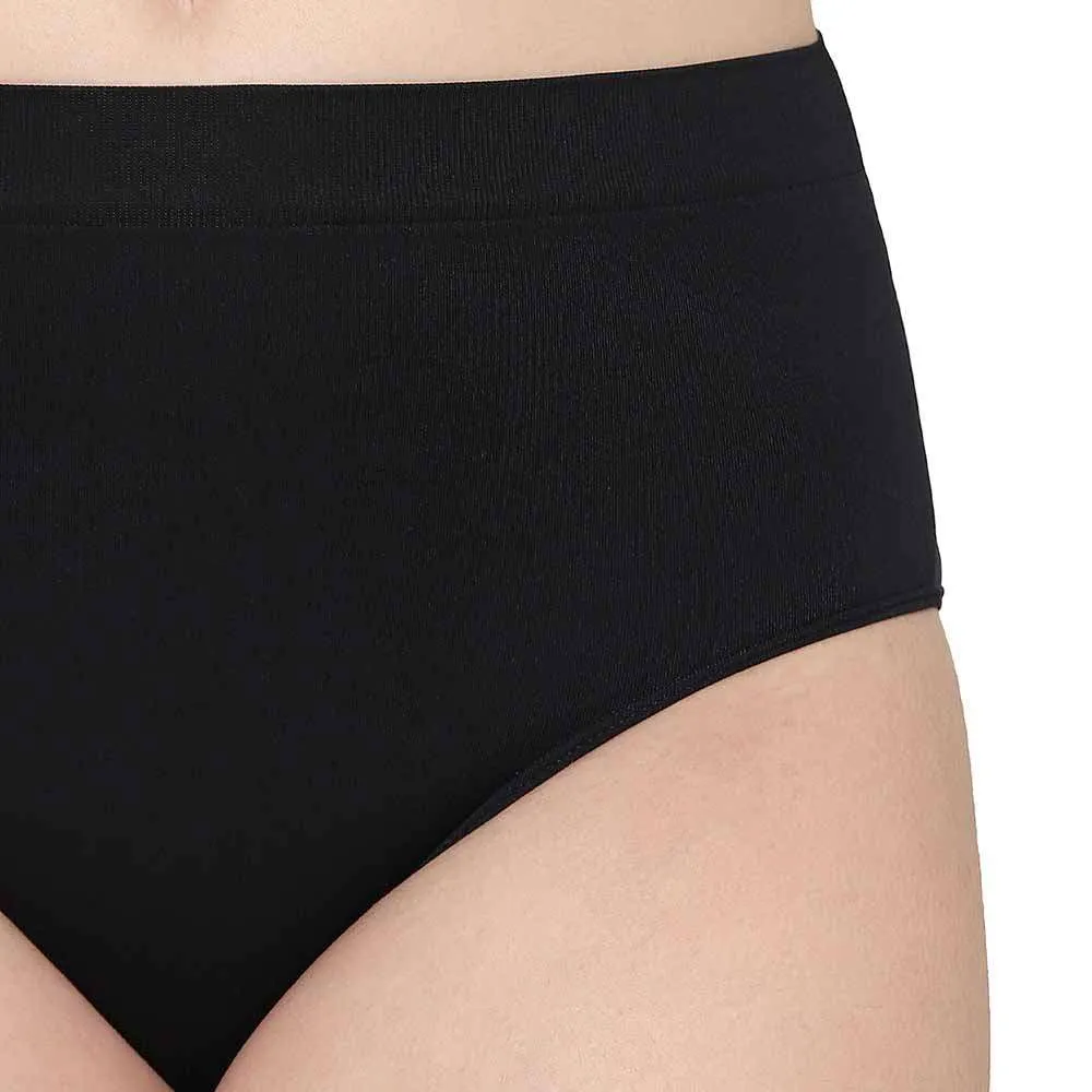 Firm Fit High Waist Full Coverage Everyday Wear Brief Panty - Black