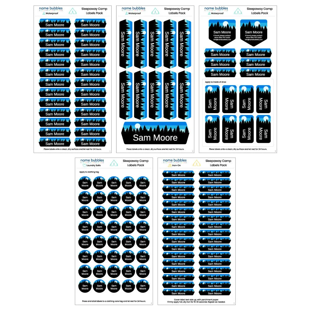 Forest Sky Sleepaway Camp Labels Pack