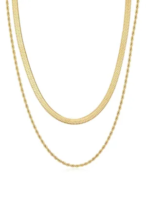 Freya Herringbone Layered Rope Chain Necklace