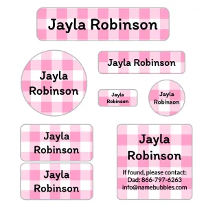 Gingham Mega Daycare Labels Pack