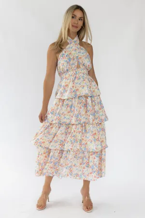 Kiera Floral Halter Midi Dress - Final Sale