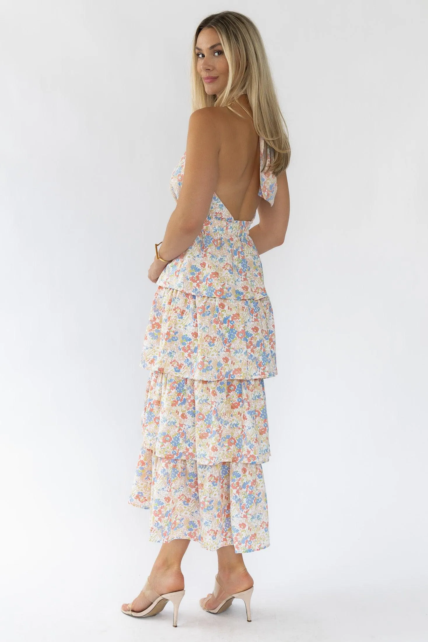 Kiera Floral Halter Midi Dress - Final Sale