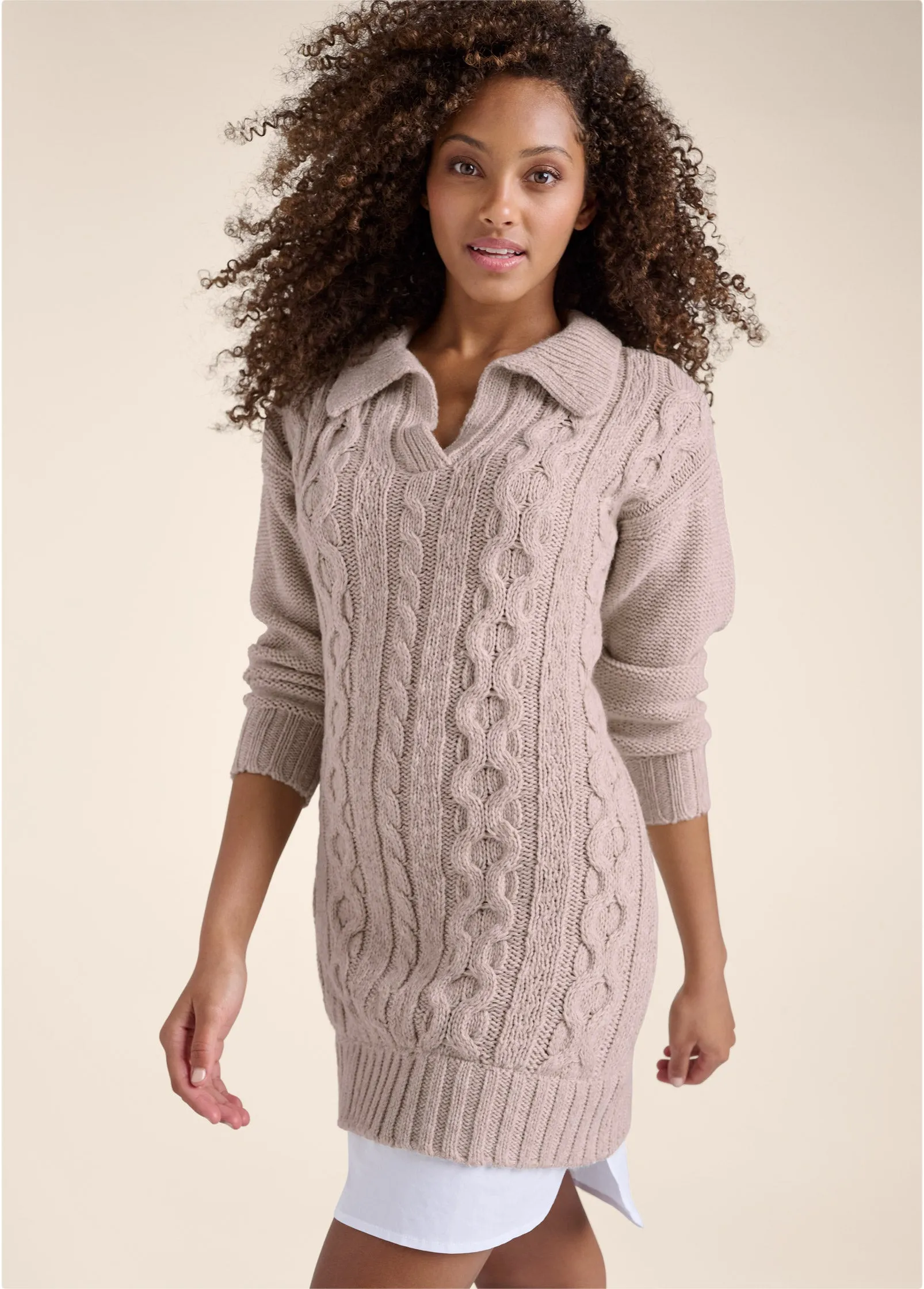 Layered Sweater Dress - Taupe