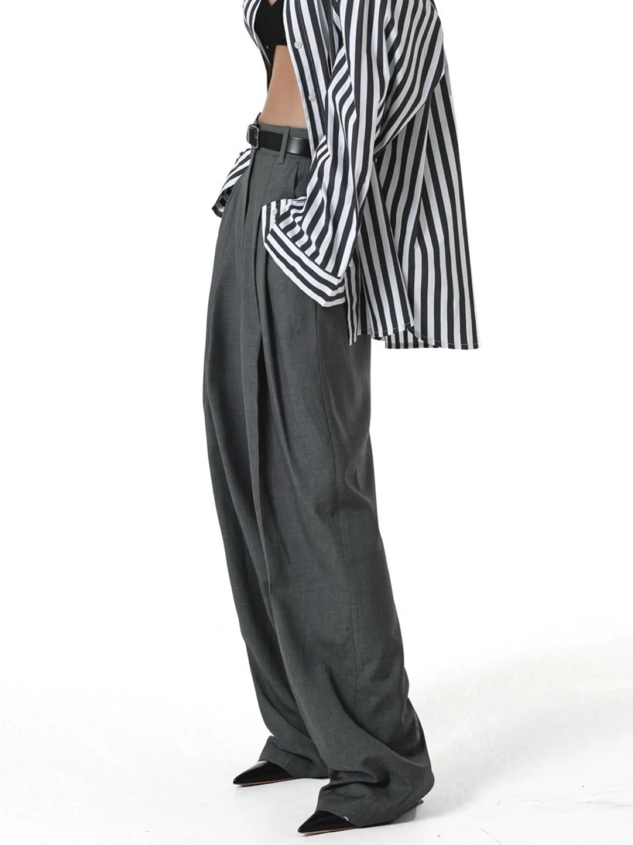 MAXI LENGTH WIDE PIN TUCK TROUSERS