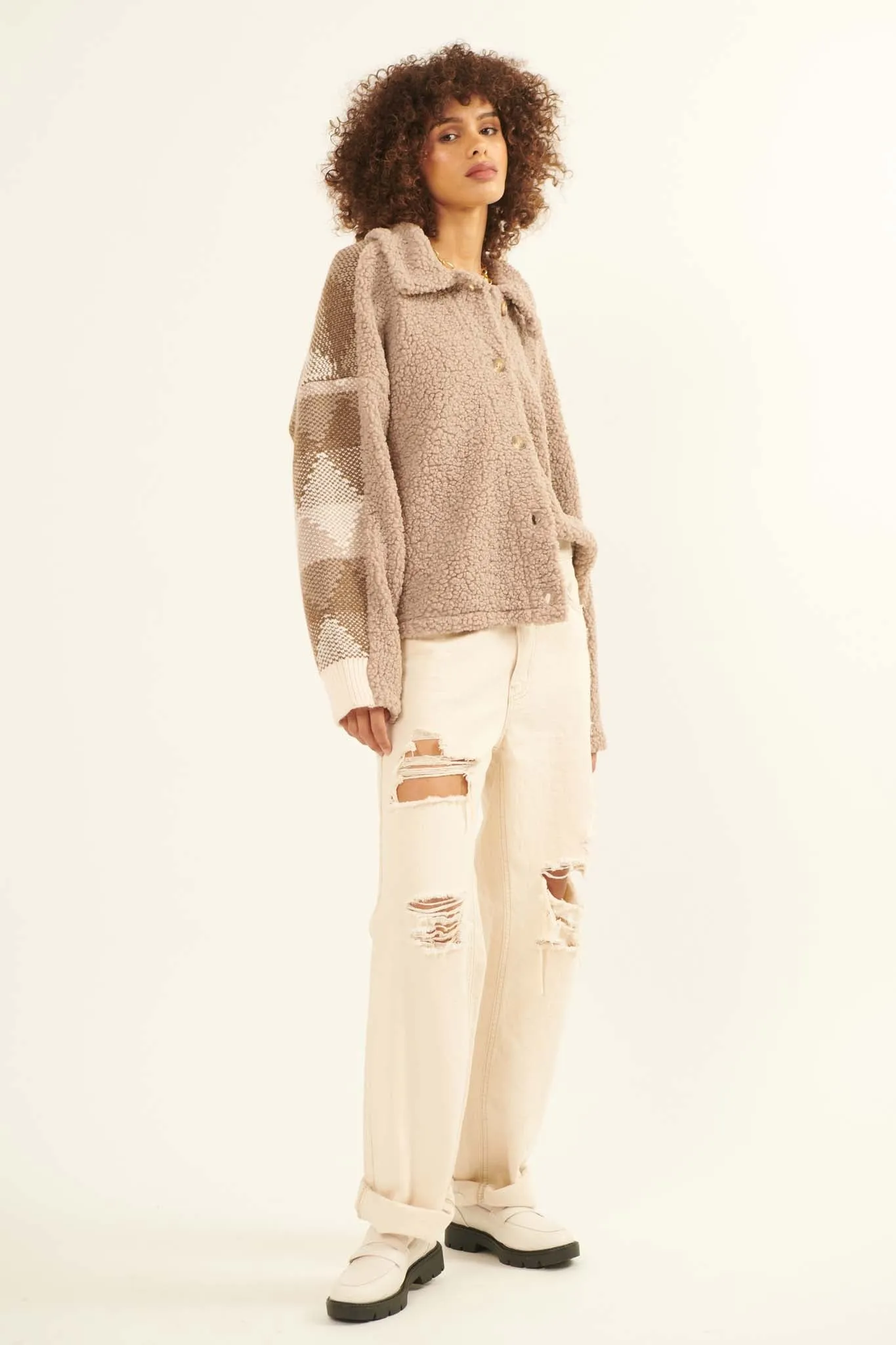 Mountain Mists Faux Shearling Sweater Jacket