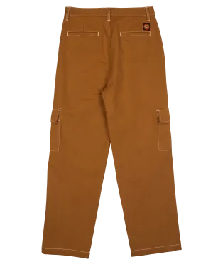 Nolan Cargo Slouch Trousers in Tan & White Stitch