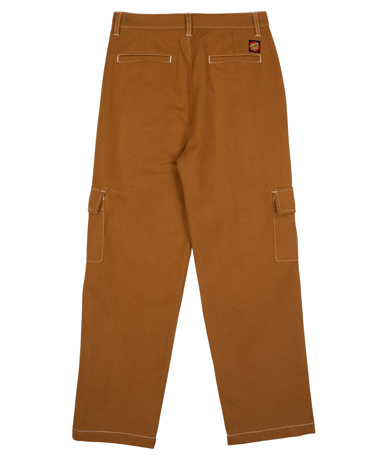 Nolan Cargo Slouch Trousers in Tan & White Stitch