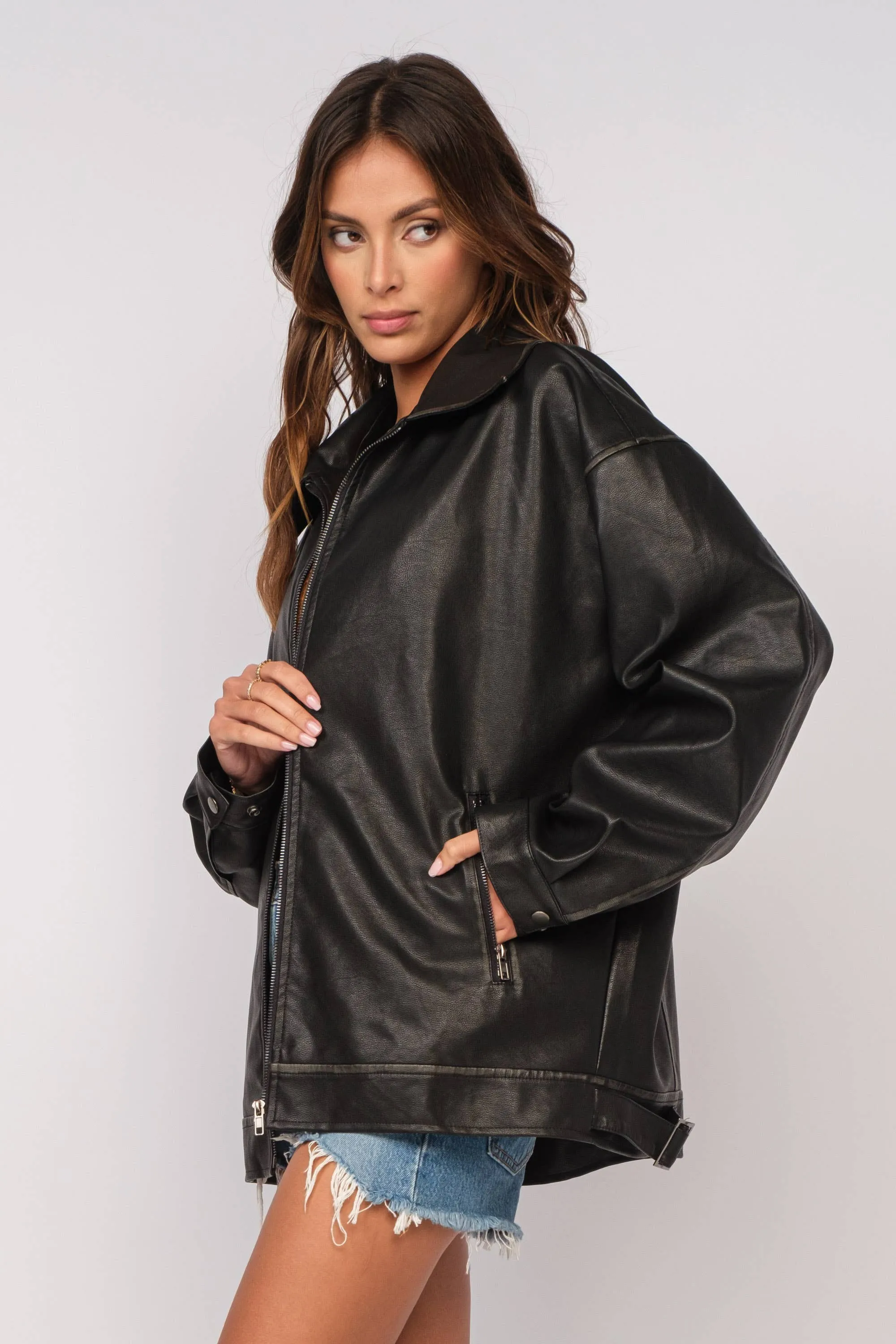 Oversized Leather Vintage Feel Coat