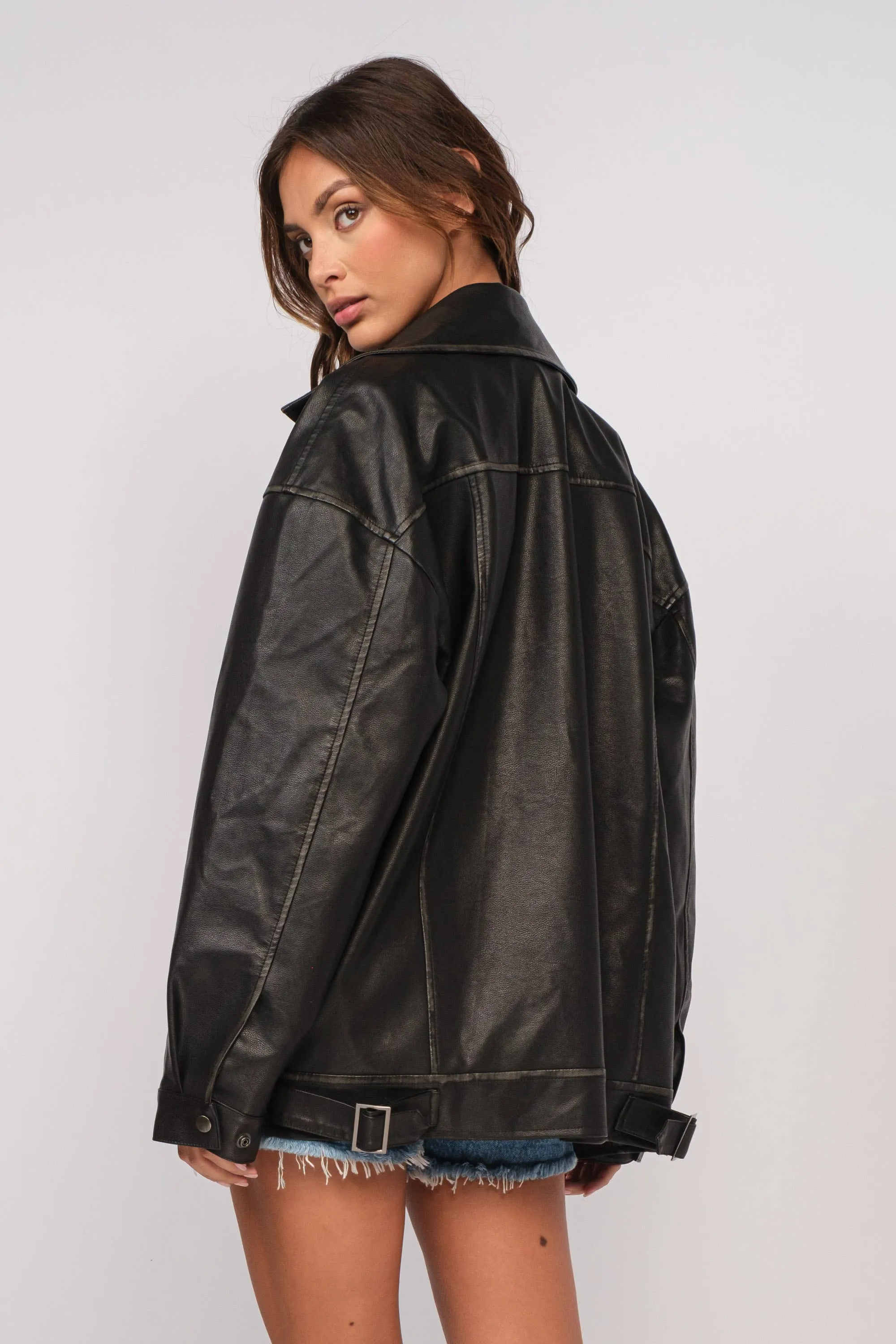 Oversized Leather Vintage Feel Coat