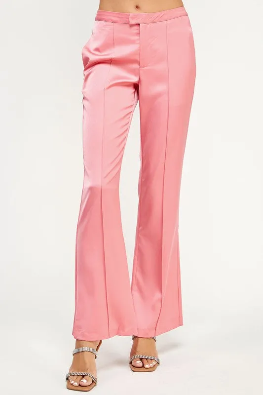 Pink Tailored Satin Pants