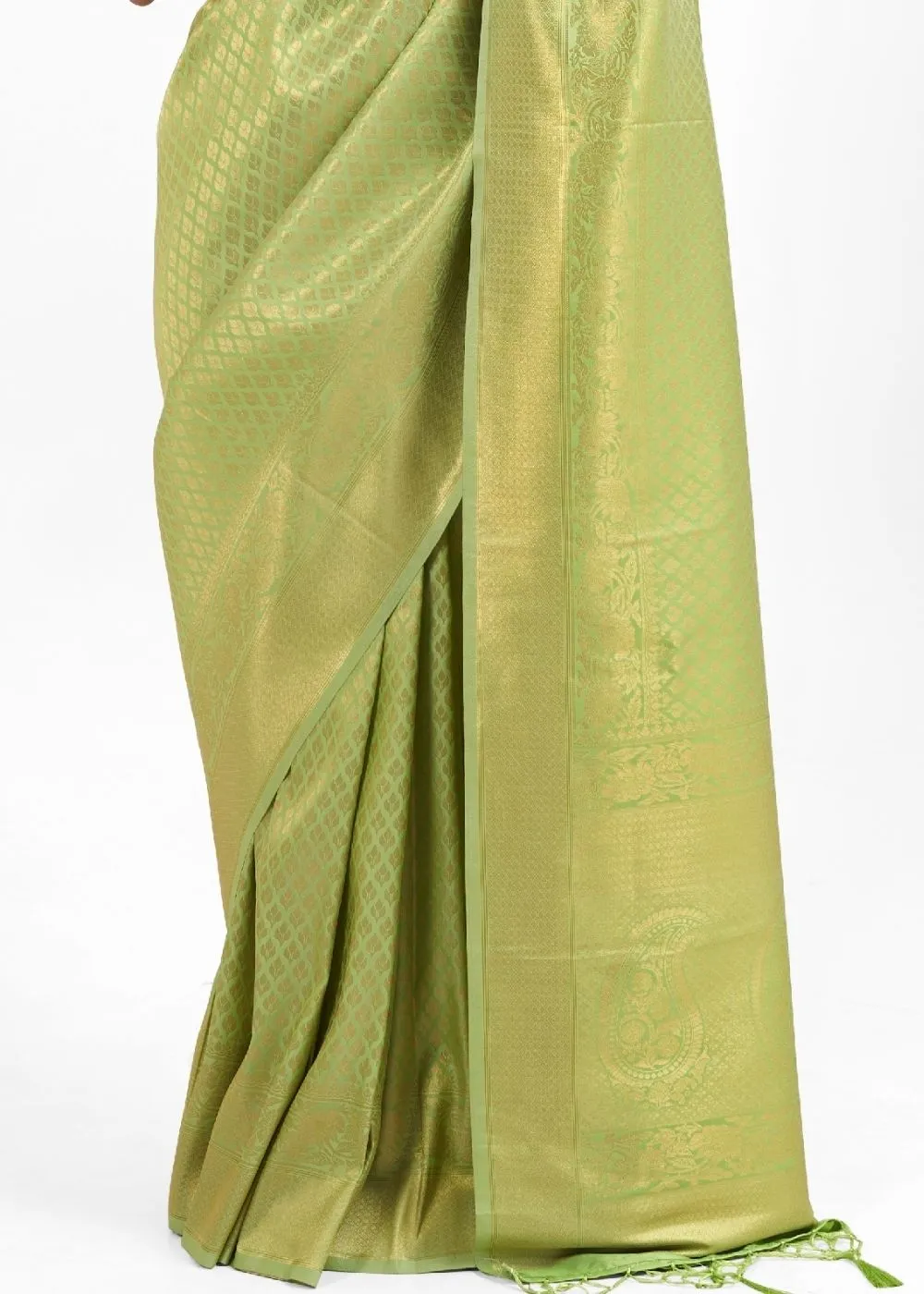 Pistachio Green Kanjivaram Soft Woven Silk Saree