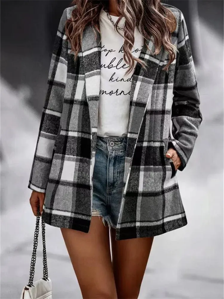 Plaid Open-Front Coat