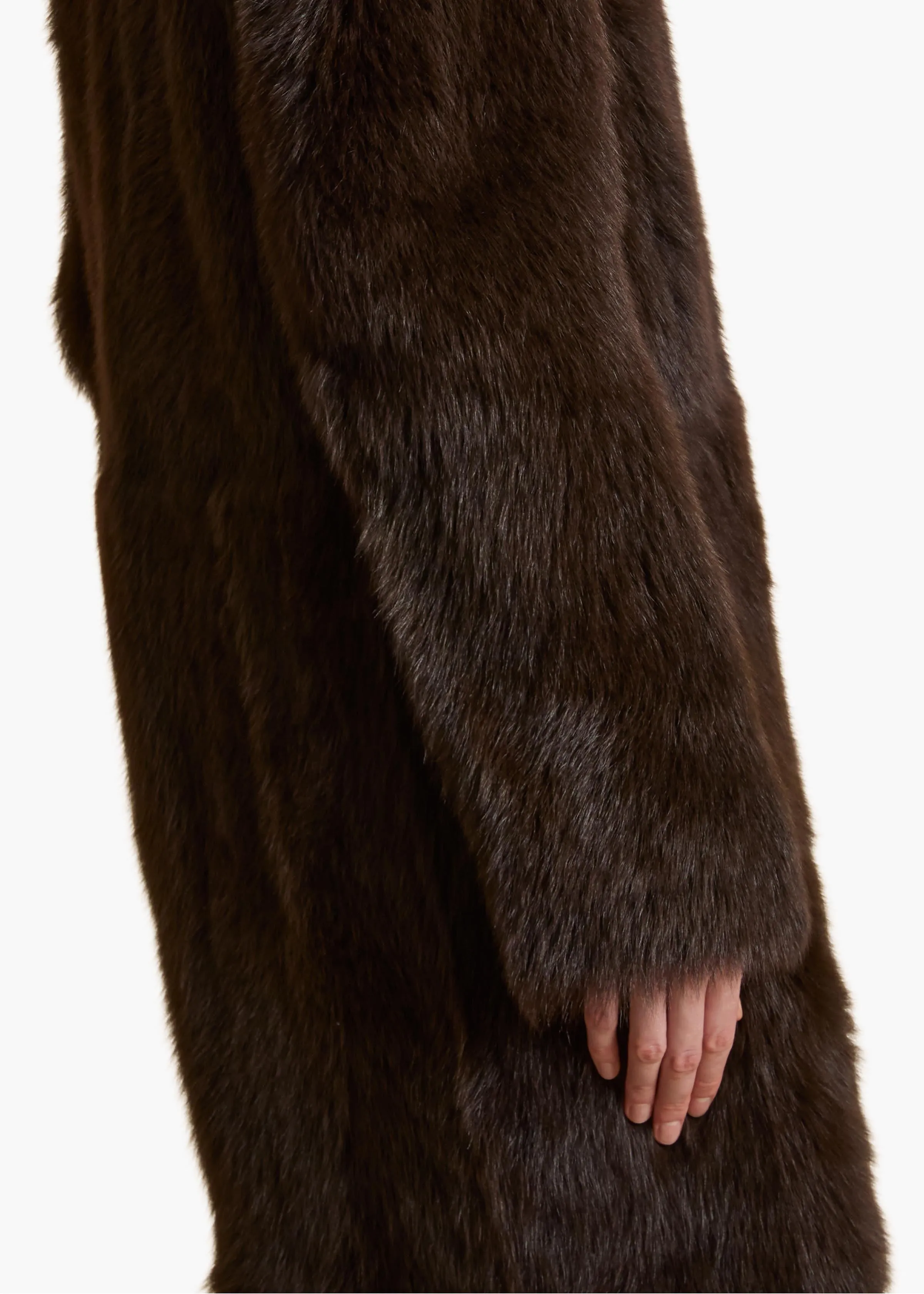 Saphra Shearling Coat in Dark Brown