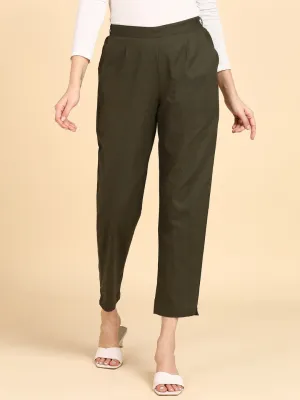 Soft Cotton Solid Color Pant - Olive Green