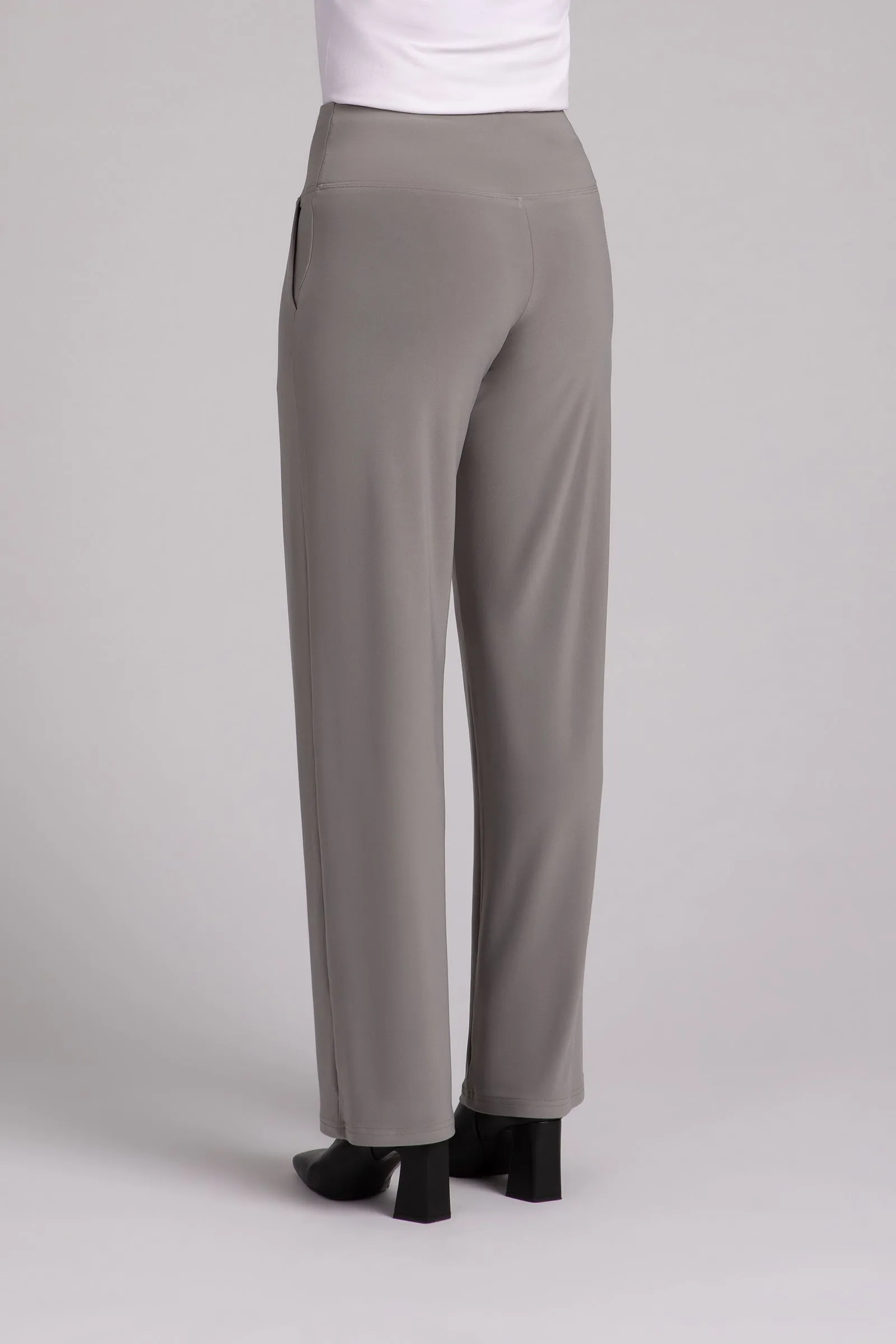 Straight Leg Pant with Yoke | Taupe