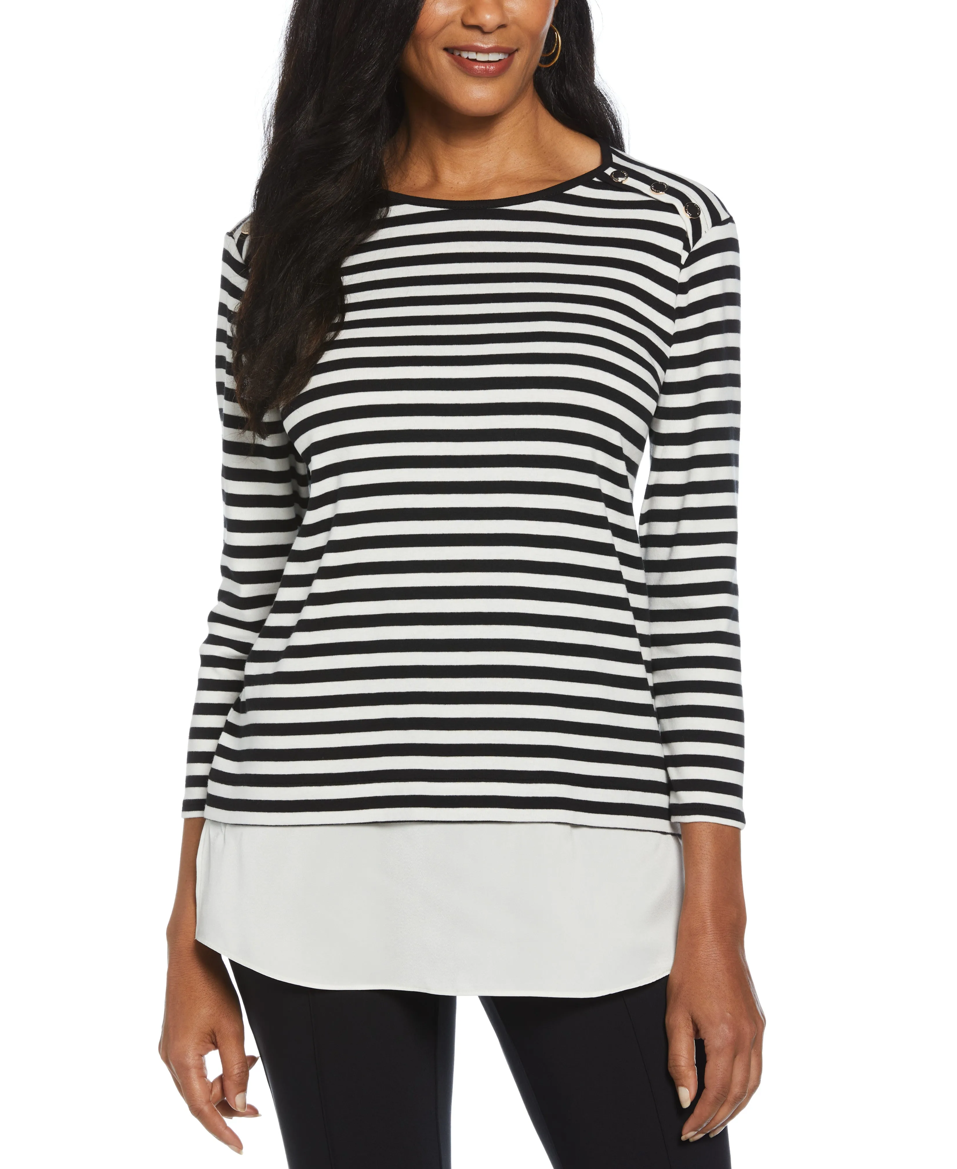 Stripe Rivet Detail Layered Top