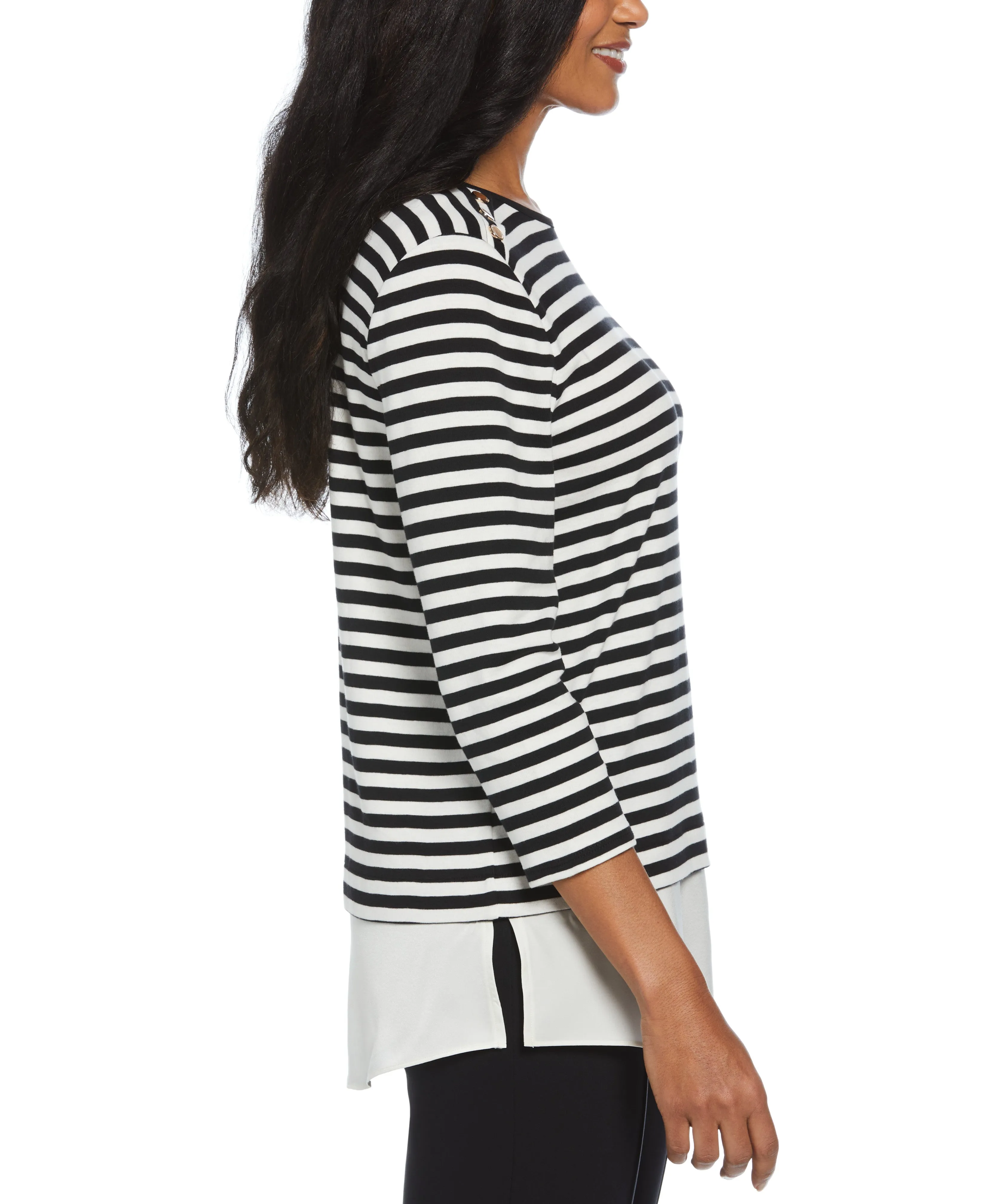 Stripe Rivet Detail Layered Top