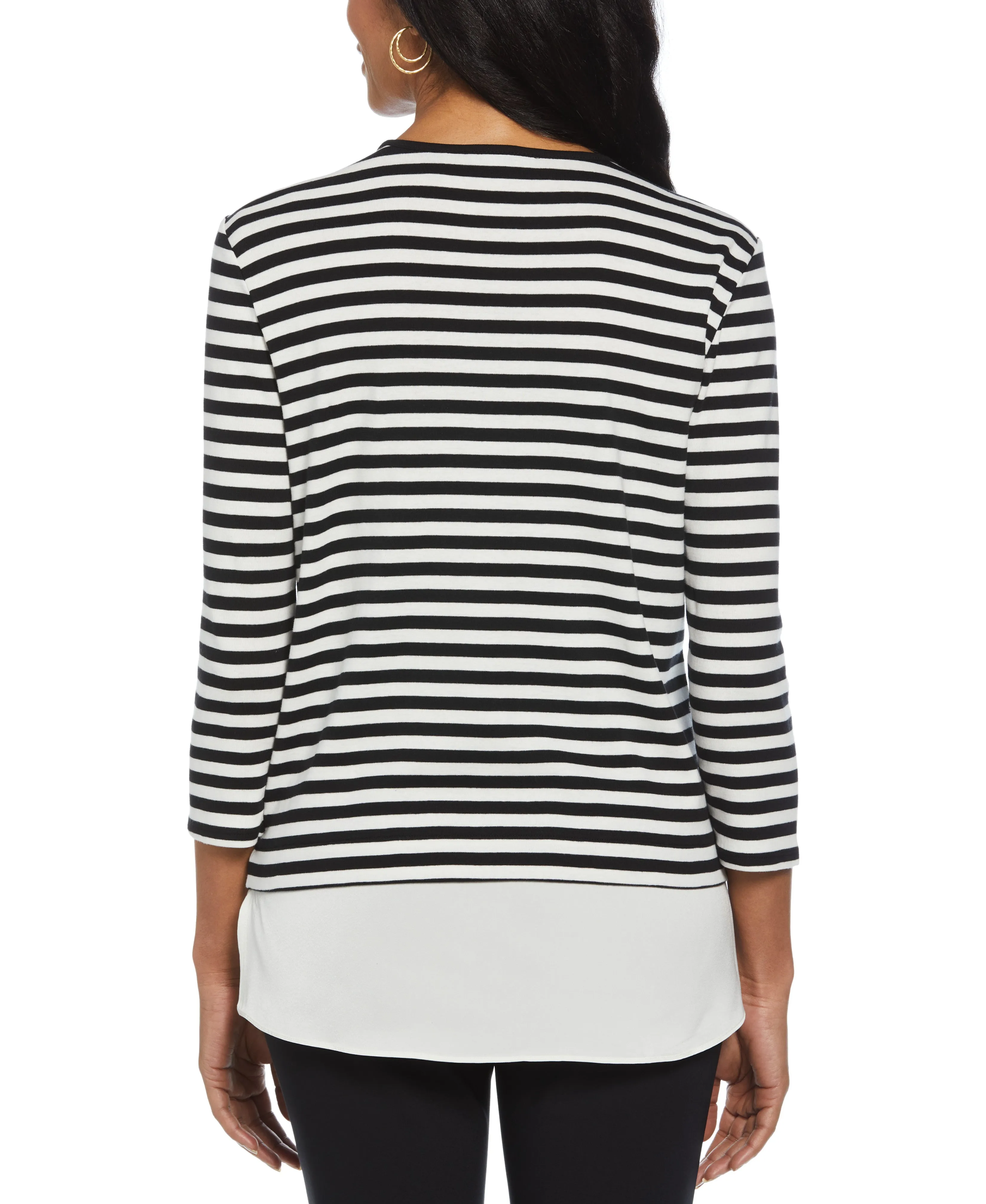 Stripe Rivet Detail Layered Top