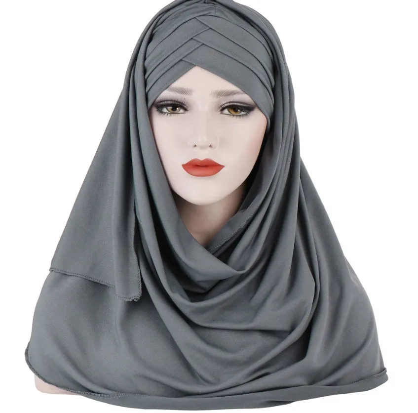 Stylish Muslim Women's Patchwork Hijab – Fashionable and Comfortable Headscarf for Everyday Wear