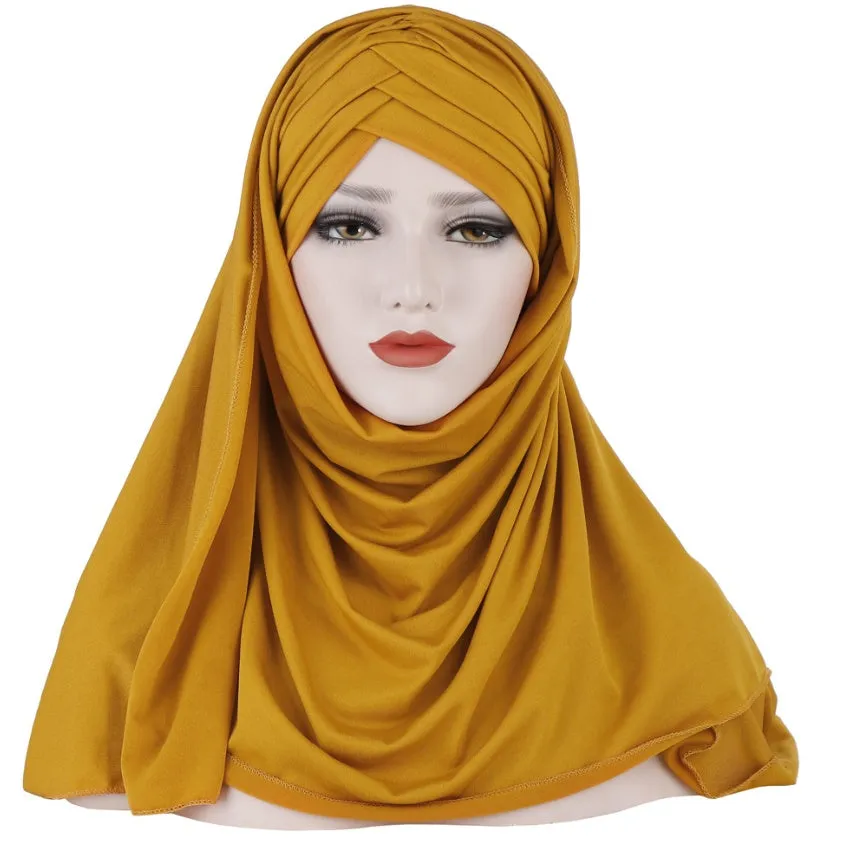 Stylish Muslim Women's Patchwork Hijab – Fashionable and Comfortable Headscarf for Everyday Wear