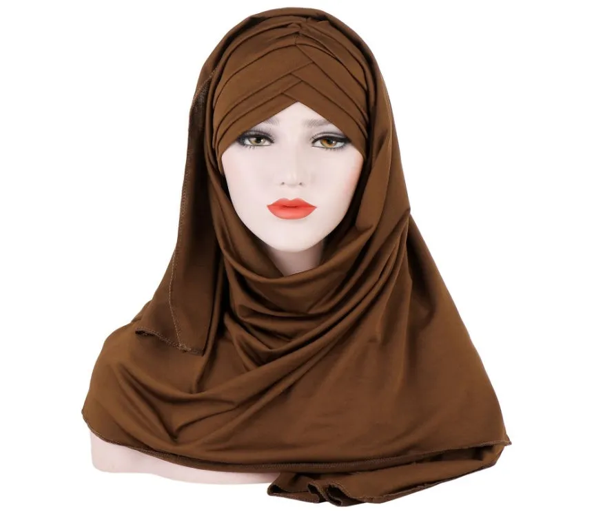 Stylish Muslim Women's Patchwork Hijab – Fashionable and Comfortable Headscarf for Everyday Wear