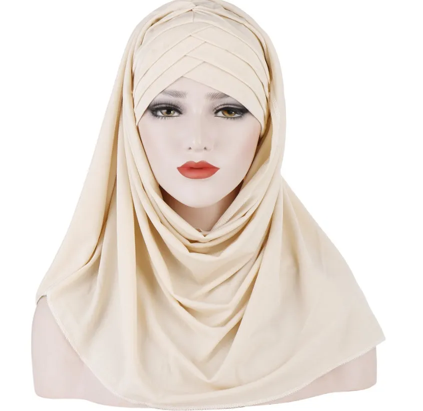 Stylish Muslim Women's Patchwork Hijab – Fashionable and Comfortable Headscarf for Everyday Wear