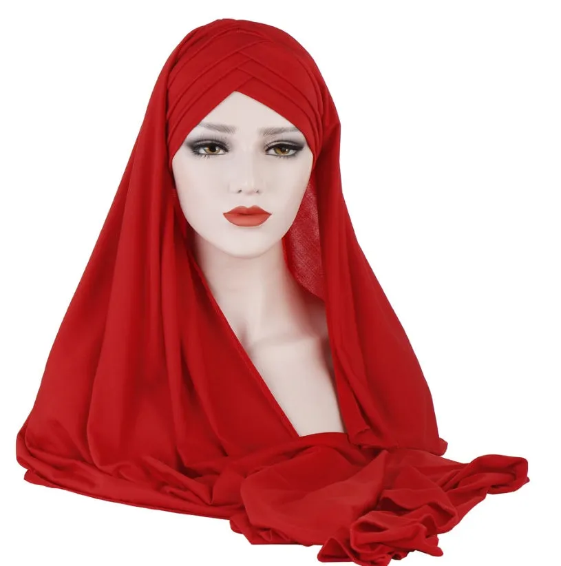 Stylish Muslim Women's Patchwork Hijab – Fashionable and Comfortable Headscarf for Everyday Wear