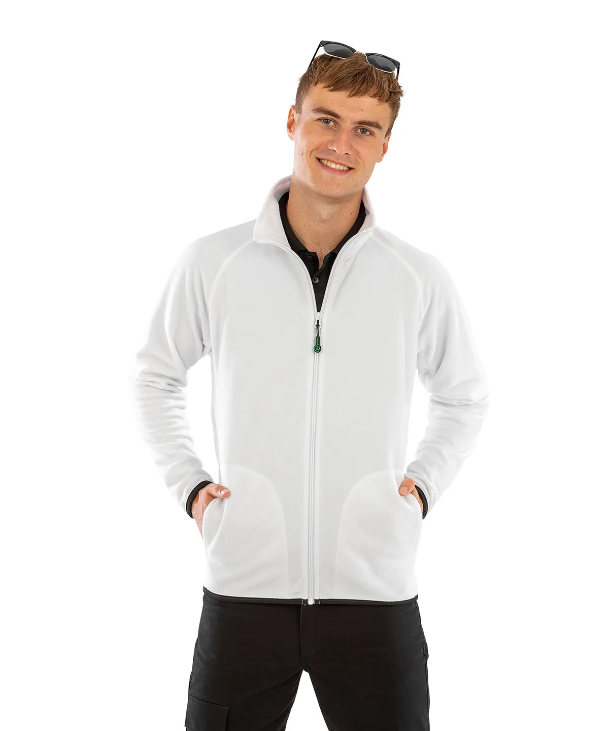 White - Recycled microfleece jacket