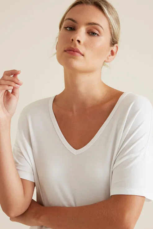 White V-Neck Oversized Comfort Top