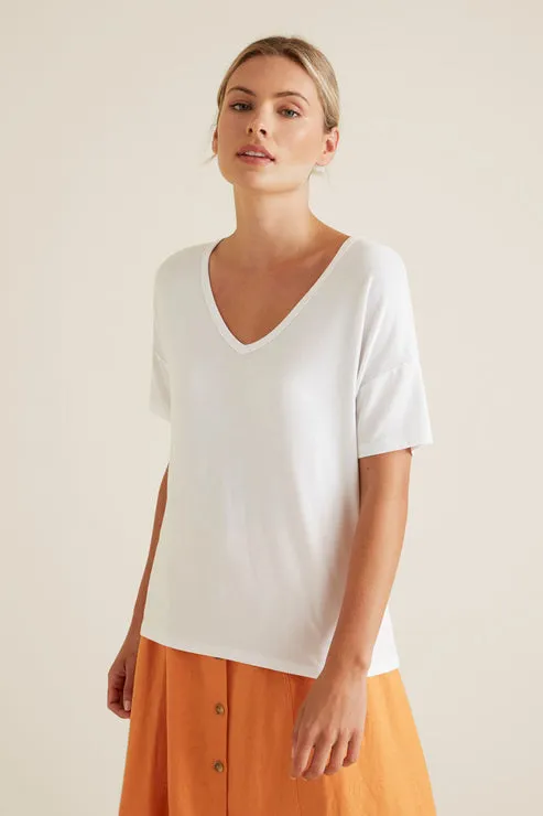 White V-Neck Oversized Comfort Top