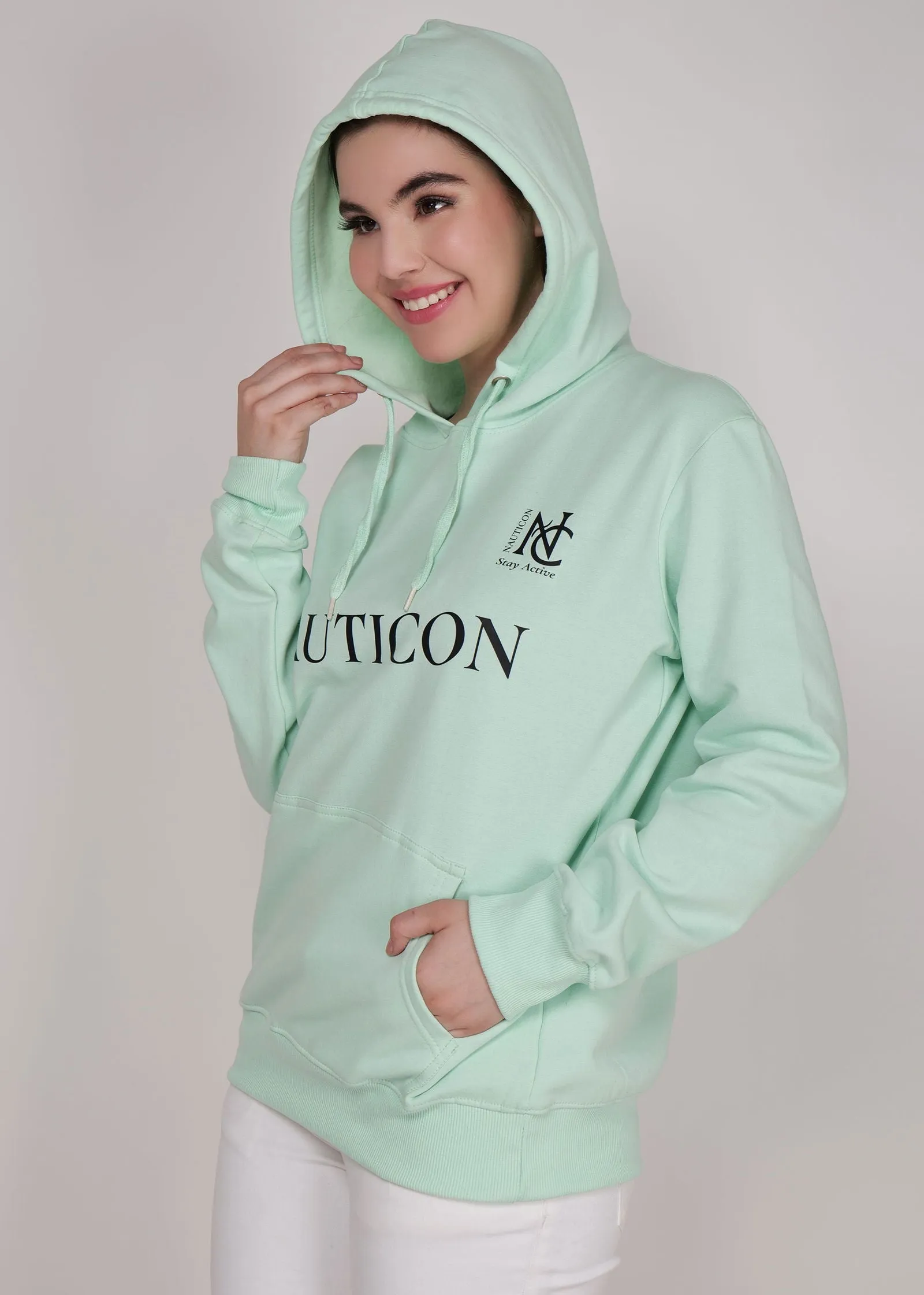 Women Winter Wear Stylish Hoodie Sea Green