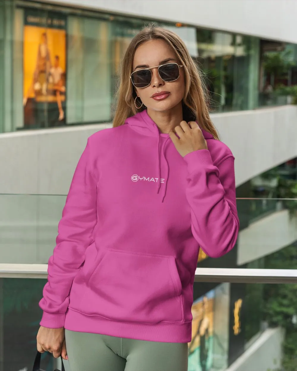 Womens Pink Designer Hoodies Original Gymate ctr/small