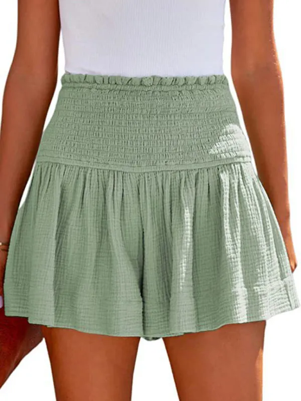 Women's Pleated High Waist Flowy Shorts